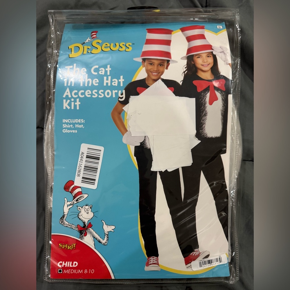 SPIRIT HALLOWEEN Dr. Seuss Cat in the Hat Accessory Kit - SIZE M (8-10)